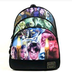 Loungefly Harry Potter Trilogy Triple Pocket Mini Backpack NWT Hagrid Dobby